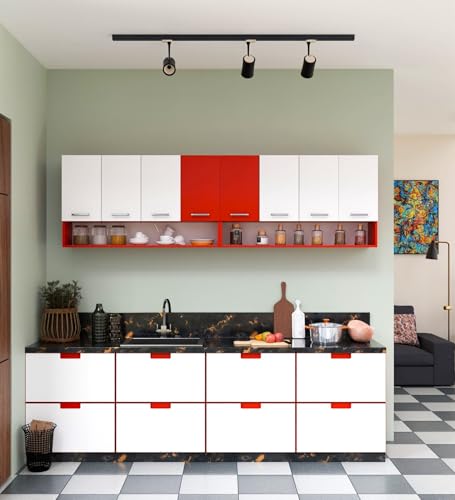 Spyder Craft Multipurpose Storage Cabinet For Office And Kitchen Engineered Wood Kitchen Cabinet (Finish Color – Red & White, Diy(Do-It-Yourself)