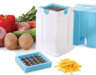 Ganesh Potato Chipser Set – 3-Piece Blue Slicer With 650Ml Container Effortless Homemade Chips 2-Pieces Cutting Blades