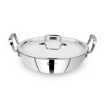 Bergner Be Essentials Tripro Triply Stainless Steel 24Cm Kadai, 3.1 L Kadhai, Less Oil Use, Healthy Cooking, Faster And Even Heat Distribution, Easy To Clean – Induction Bottom And Gas Stove Ready