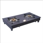 Kitchencraft 2 Burner Toughened Glass Top | Lpg Gas Stoves Extra Large|Manual Ignition|Fixed Stainless Steel Drip Trays|Anti-Skid Feet|Kcgt 2002