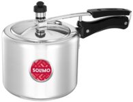 Amazon Brand – Solimo – Sleek Induction Bottom Aluminium Pressure Cooker – 3 Liter (Inner Lid), Silver