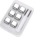 Whiskey Stones Gifts Set,6 Pack Stainless Steel Whiskey Chilling Rocks, Reusable Metal Ice Cubes For Drinks Whiskey, Mens Stocking Stuffers For Christmas (6)