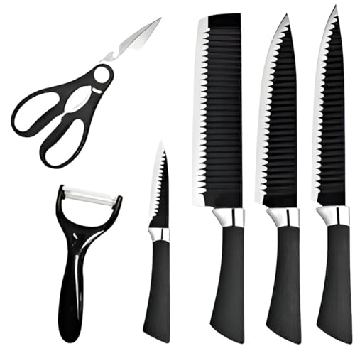 Rdtrendz 6-Piece Stainless Steel Kitchen Knife Set – Includes Non-Stick Blades, Peeler, And Scissors – Essential Kitchen Cutlery Set For Cutting, Chopping, And Slicing Vegetables, Fruits & Meats