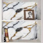 Wallpaper Luxury Shade Walls Sticker Waterproof,Oil Proof & Heat Resistant Kitchen Wall Tiles For Home,Living Room,Bedroom,Bathroom,Hotel,Pan&Shop Caounter,Pvc Self Adhesive (1, Gold Shade White)