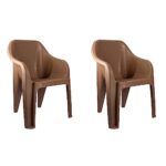 Cello Dynamo Plastic Chair (Set Of 2) (Brown) | Strong And Durable | Easy To Clean | Chair For Living Room, Bed Room, Kitchen, Office Room, Outdoor | 3 Years Warranty