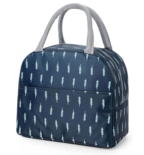 Candy Kart Insulated Lunch Bag For Kids School, Men, Women Office, Travel Tiffine Pouch For Lunch Box, Heat&Cold Insulated Storage Bag (Blue Leaf (Blue Leaf)