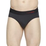 Underjeans Men Cotton Blend Dark Grey Brief Regular Fit (Pack Of 1) (Ujnpbs057_Dk.Grey/Red_S)