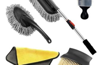 Ledholyt 5 Pcs Microfiber Car Duster With Long Handle Car Cleaning Brush Exteriror And Interiror Car Cleaning Cloth Car Ac Vent Cleaner Brush For Car, Motorbike, Suvs Car Cleaning Kit