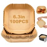 100Pcs, Disposable Air Fryer Paper Liners, Non-Stick Oil Resistant Parchment Paper For Frying, Baking, Cooking, Roasting And Microwave(Air Fryer 100)