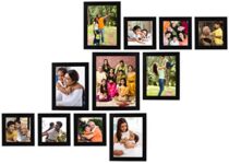 Amazon Brand – Solimo Collage Photo Frames, Set Of 11 (4Pcs – 6X8 Inch, 1Pcs – 8X10 Inch, 6Pcs – 5X5 Inch), Black
