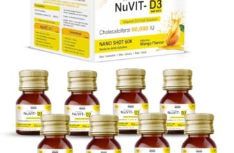 The Old Natural Nuvit D3 Vitamin D3 60000 Iu I Cholecalciferol Vitamin D3 Oil 60000 Iu Sugar Free Nano Shots I Once In A Week – 5Ml (Mango) (Pack Of 2)
