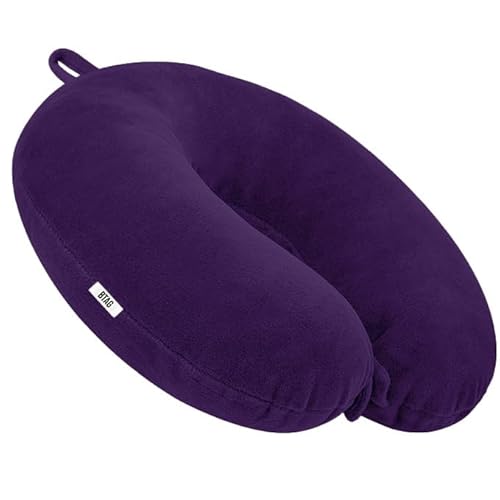 Btag Soft Fibre Filled Neck Pillow For Car, Train, Flight Travel, Neck Support Rest Pillow With Attachable Snap Strap | Pack Of 1 | Purple