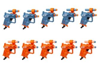 Nerf Kid Elite Ace Sd-1 Party Pack, 10 Blasters And 20 Elite Darts, Priming Handle, Multicolor
