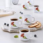 Larah By Borosil Red Iris Opalware Coffee Mug 100Ml – Dishwasher And Microwave Safe Tea/Milk Mug | Stylish Hot Drinks Mugs | Ideal For Home And Office (Set Of 6)