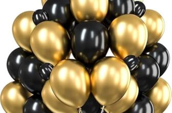 Pulgos 50Pcs For Birthday Decoration Items, Anniversary, Baby Shower, Bachelorette Decorations. Metallic Chrome Balloons For Decorations(Black & Golden)