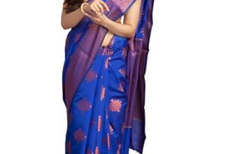 Zarigrace Banarasi Silk Saree With Gold Zari Weaving & Unstitched Blouse Piece – Traditional Handloom Indian Ethnic For Weddings, Festivals & Celebrations (Light Blue)