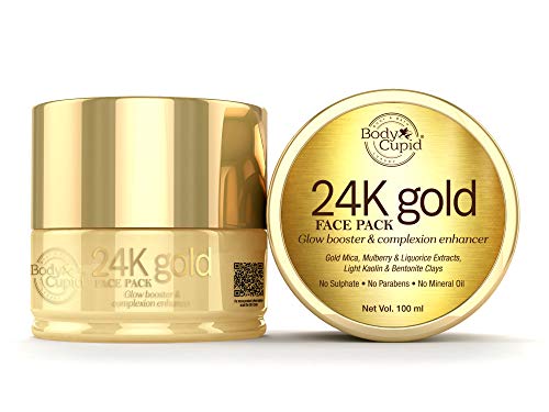 Body Cupid 24K Gold Face Pack – With Gold Mica Powder And Mulberry & Liquorice Extract – Glow Booster & Complexion Enhancer – No Sulphate, Parabens, Minerals Oil – 100 Ml