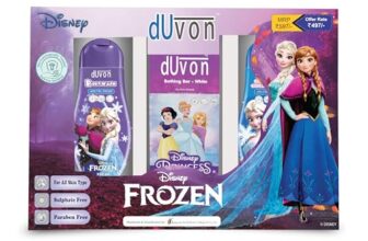Duvon Disney Frozen Bodywash, Bathing Bar, Shampoo And Conditioner Gift Set