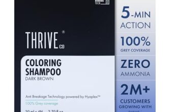 Thriveco Coloring Shampoo, Dark Brown | 5-Minute Quick Color | 100% Grey Coverage | Pack Of 4 X 20 Ml | Ammonia Free | Long Lasting Color, Glossy Hair | With Hyaplex™ |80 Ml