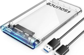 Sounce 2.5″ Sata Ssd Enclosure Case, Usb 3.0 To Sata Tool-Free External Hard Disk Case With Fast Transfer Speed Up To 5 Gbps & Up To 4Tb Storage Capacity Compatible With 2.5 Ssd / Hdd