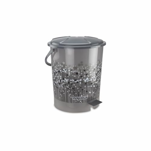 Nayasa Funk Pedal Bin – 6 Ltrs | Garbage Waste Bin With Lid And Handle | Kitchen-Bathroom Dustbin | Strong & Durable Plastic | Grey