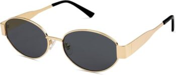 Creek Retro Oval Sunglasses For Women & Men Trendy Sun Glasses Classic Shades Uv400 Protection (Matte,Gold-Black,Non Polarization),M