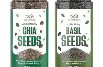 Greenfinity Healthy Seeds Combo- Chia Seeds (175G) Basil Seeds (200G) | Rich In Omega-3, Dietary Fibre, Antioxidant | Raw Seeds For Weight Loss, Immunity Booster, Digestion, Salads, Snacks (Pack Of 2)