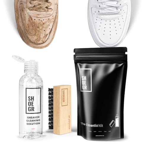 Shoegr Essential Shoe & Sneaker Cleaning Kit | Removes Stains And Dirt | All Purpose Brush & Shoes Cleaning Solution