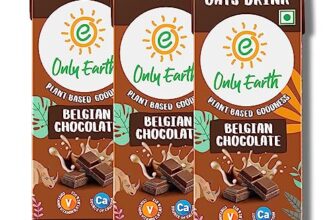Only Earth Oats Shake | Belgian Chocolate | Vegan | Plant-Based | Lactose-Free | No Added Preservatives, Colors | Cholesterol-Free | Guilt-Free | With Calcium, Vitamin D, B1, B2 And B12 (3 Packs)