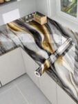 Fujino Wallpaper Black Gold Self Adhesive Sticker Wall Stickers Marble Wallpaper Furniture Kitchen, Cabinets, Almirah, Tabletop, Plastic Table, Wooden Table, Wardrobe, Renovation Pvc Diy (1)