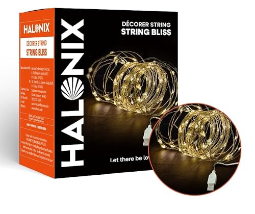 Halonix Bliss Rice Light | Decorative Light | Fairy Light | Usb Powered | String Light | Diwali Light | Warm White| Pack 1 |Diwali Lights For Decoration For Home