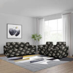 Cortina Polyester Abstract 3+1+1 Seater Sofa Cover(Grey Pack Of 3)