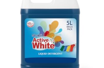 Active White Liquid Detergent – 5L Mega Jar | Powerful Stain Removal | French Fragrance | Front & Top Load Machine Wash Expert | Gentle On Clothes | Value Family Refill Pack