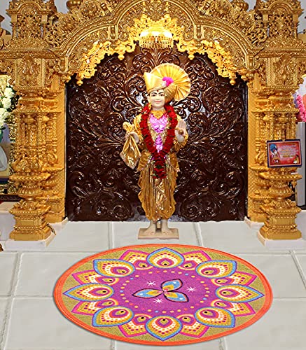 Status Contract Nylon Floor Round Carpet Mats Rug For Living Room, Dining Room,Kitchen, Hall (30 X 30 Inches Or 78Cm X 78Cm) (Multi – D3)