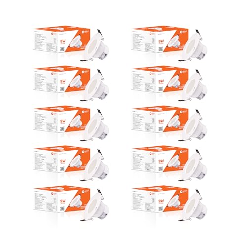 Orient Electric 9W Led Downlight | 765 Lumens | Energy Saving | Up To 4 Kv Surge Protection | Suited For 3-Inch Junction Box| Cool White | Bis Certified | Made In India | Pack Of 10