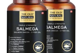 The Old Natural Salmega Triple Strength Salmon Omega-3 Fish Oil 1800Mg, 60 Softgels I High Potency 600Mg Epa & 400Mg Dha With Vitamin E I Ultra Refined, Anti Reflux Formula, Burp Free (Pack Of 2 – 30 Softgels Each)
