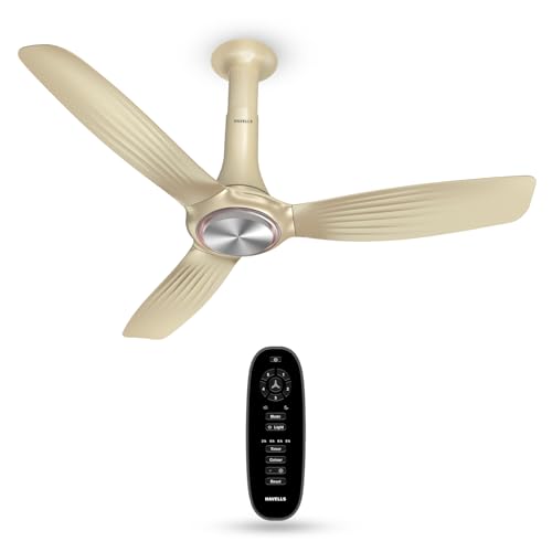 Havells 1200Mm Inox Bldc Motor Ceiling Fan | Remote Controlled, High Air Delivery Fan | 5 Star Rated, Upto 60% Energy Saving, 2 Year Warranty | (Pack Of 1, Slate), Silver