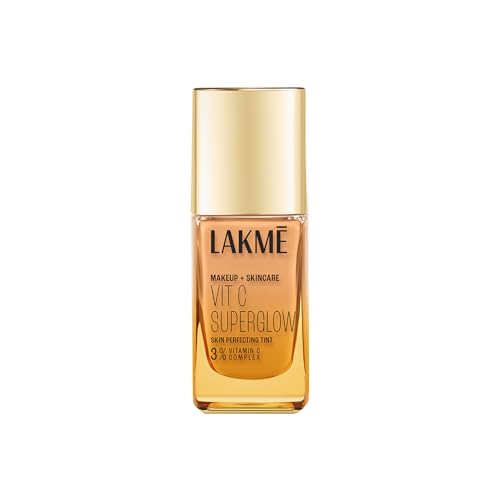 Lakmé Makeup+Skincare Vitc Superglow Skin Perfecting Medium Liquid Tint, Warm Natural W180, 25Ml (All Skin Type)