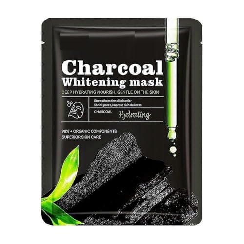 Wohrixy Ampoule Serum Mask – Korean Skincare Facial Sheet Mask For Deep Moisturizing, Brightening & Anti-Aging – Plant & Fruit Extracts – Ideal For Women’S Home Spa & Self-Care (Charcoal Whitening Mask)