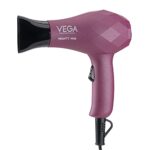 Vega Professional Mighty Mini 900-1000W Hair Dryer For Men & Women With 2 Heat/Speed Settings And Tourmaline Technology, 900-1000W, Burgundy (Vpvhd-06)