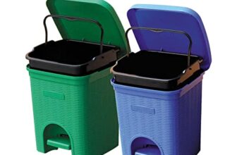 Signoraware Signora Ware Plastic Modern Lightweight Dustbin For Home And Office 7Ltr, Blue+Green, Step-On