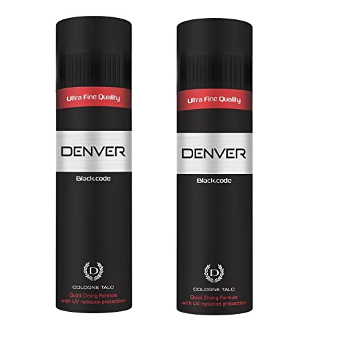 Denver Black Code Talcum Powder 300Gm Each – (Pack Of 2) | Scented Talc For Men