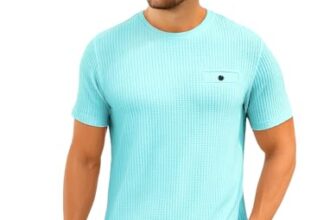 Awg All Weather Gear Men Solid Waffle Crew Neck Tshirt | Waffle Knit T-Shirt | Men’S T-Shirt | Tees For Man | Textured Half Sleeve T-Shirt’S | Tshirt For Men Stylish Aqua Blue