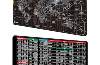 Ant Esports Dual Sided Atlas And Excel Shortcuts Mousepad Gaming Extended Mousemat For Mouse Keyboard Stitched Edges Waterproof Non-Slip Base Mousepads For Office Home Shop Gaming Extra Large_Black