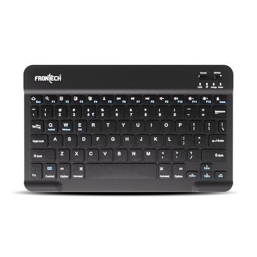 Frontech Ft-1603A Ultra-Slim Wireless Mini Bluetooth Keyboard With 78 Keys, Rechargeable Battery, Compact Design For Windows/Mac/Android/Ios – Black