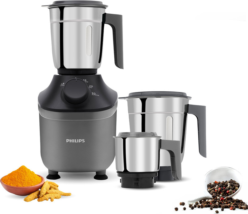 Philips Hl7770/00 Mixer Grinder, 800 Watt Powerful Motor, 3 Jars, Microgrind Technology : Grind Even 1 Pepper; Choose Coarse, Fine, Or Superfine For Perfect Textures Every Time