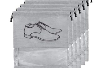 Bigplayer Travel Shoe Pouch Set – Pack Of 6, Grey Transparent Non-Woven Fabric Shoe Covers – Keep Your Shoes Protected While Traveling