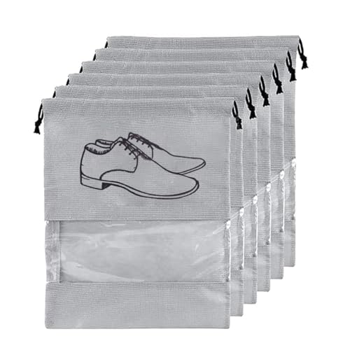 Bigplayer Travel Shoe Pouch Set – Pack Of 6, Grey Transparent Non-Woven Fabric Shoe Covers – Keep Your Shoes Protected While Traveling