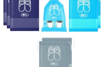 Lify Portable Travel Shoe Bags Shoe Organizer Space Saving Storage Bags- Medical Blue (3Pcs), Navy Blue (3 Pcs) & Light Grey (2 Pcs) 16 X 12” Inches- 8 Piece Pack