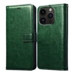 Amazon Brand- Solimo Flip For Apple Iphone 14 Pro (Leather_Green)